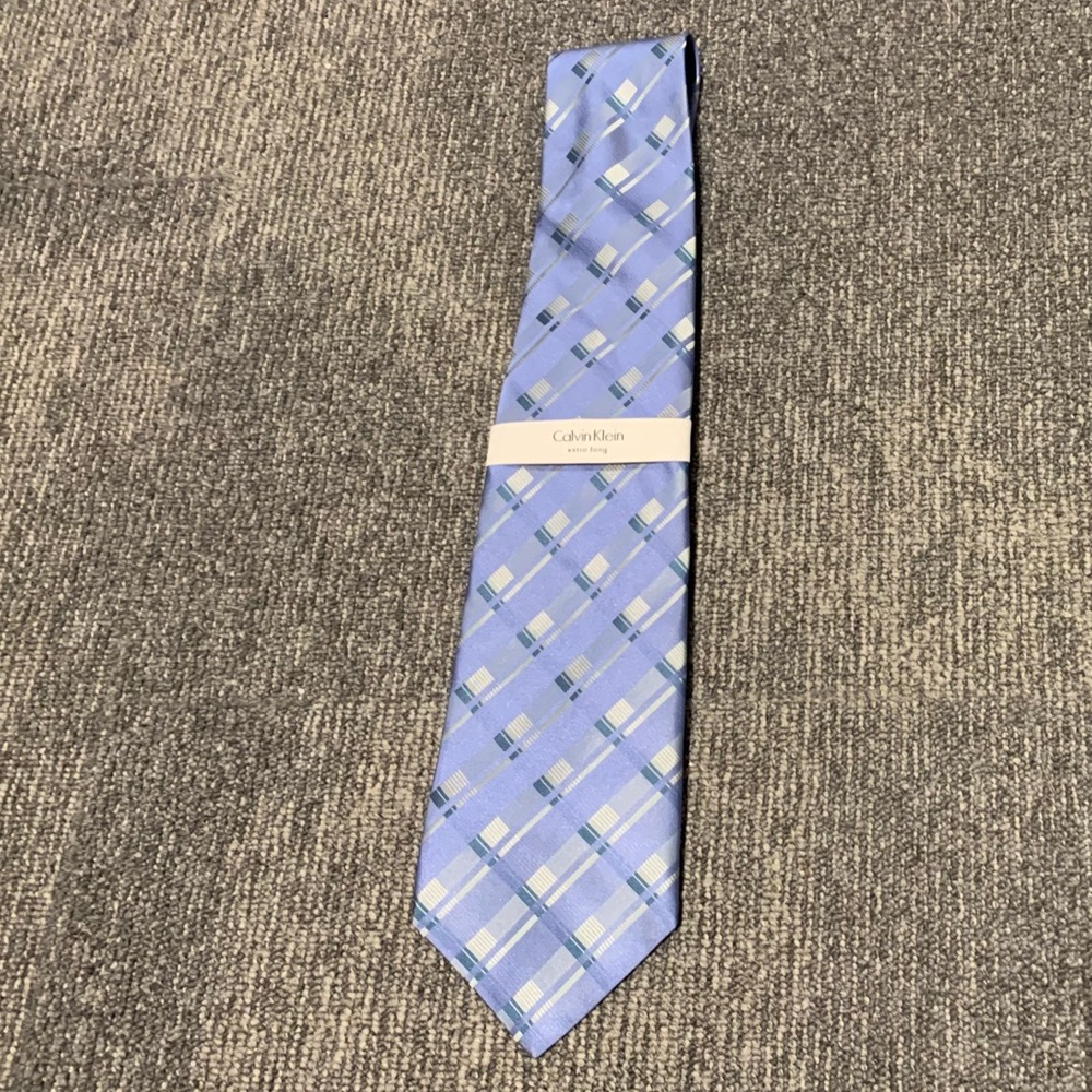 Men’s Blue Patterned Calvin Klein Tie (XL - Extra Long)